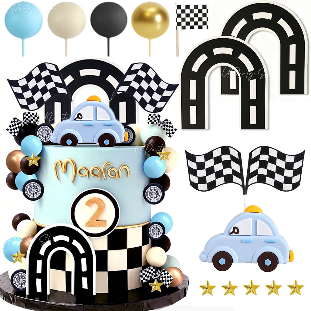 Lighting Mcqueen Birthday Decor - 1 Set Hiasan Kue Mobil Vintage