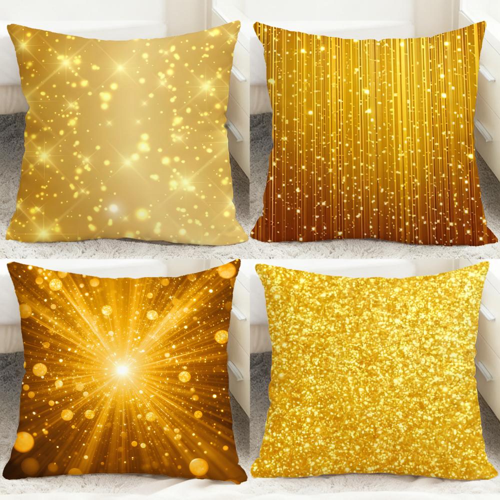 Lighting Decor And Beyond - Sarung Bantal Motif Bintik Emas Halus,