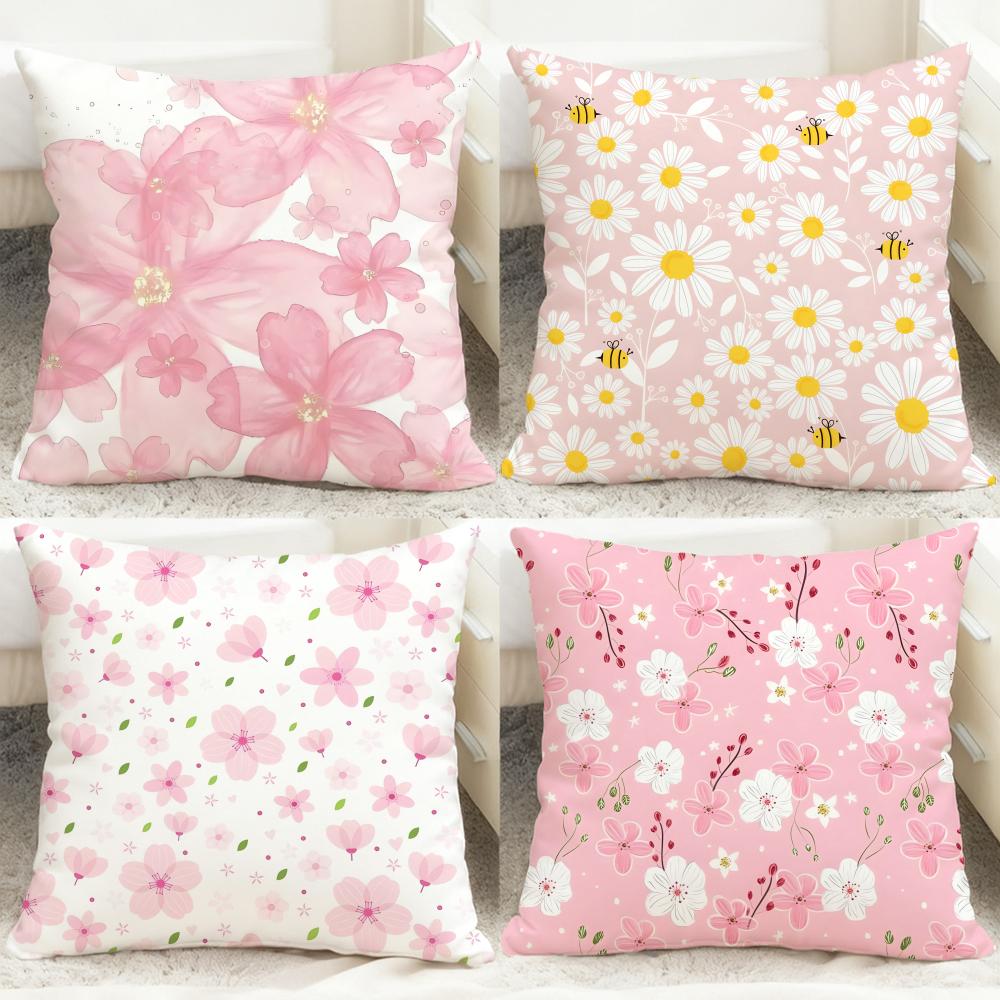 Lighting Decor And Beyond - Sarung Bantal Kelopak Bunga Warna Pink