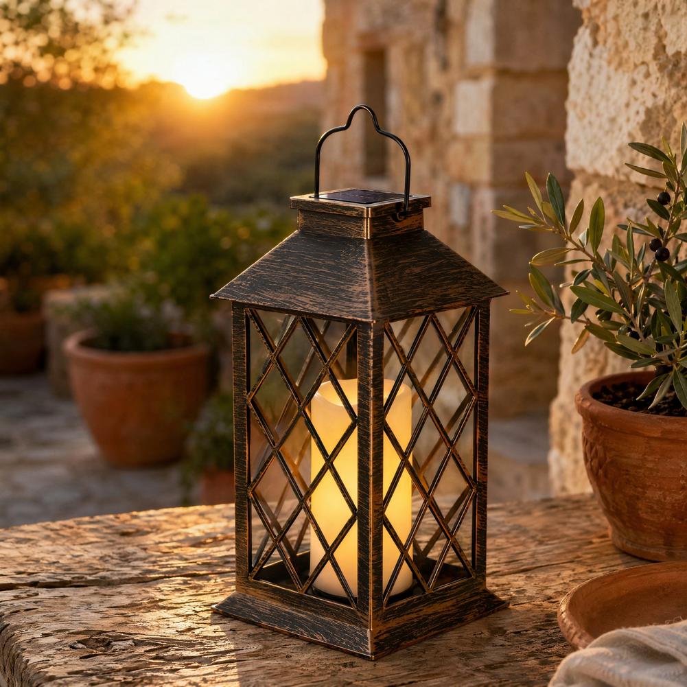Garden Lighting Decor - Lentera Surya Retro, Lentera Lilin Surya