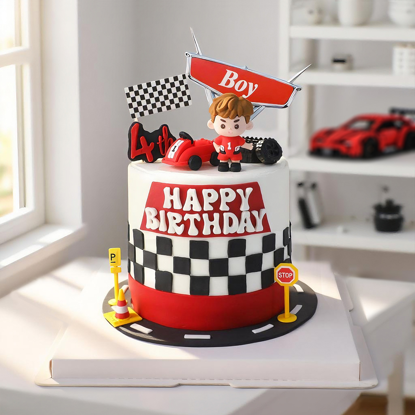 Lighting Mcqueen Birthday Decor - Hiasan Kue Ulang Tahun Anak Laki-Laki