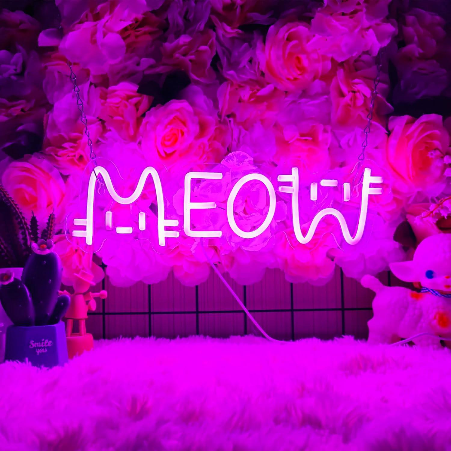 Lighting Decor For Home - Lampu Neon LED Meow Bertenaga USB,