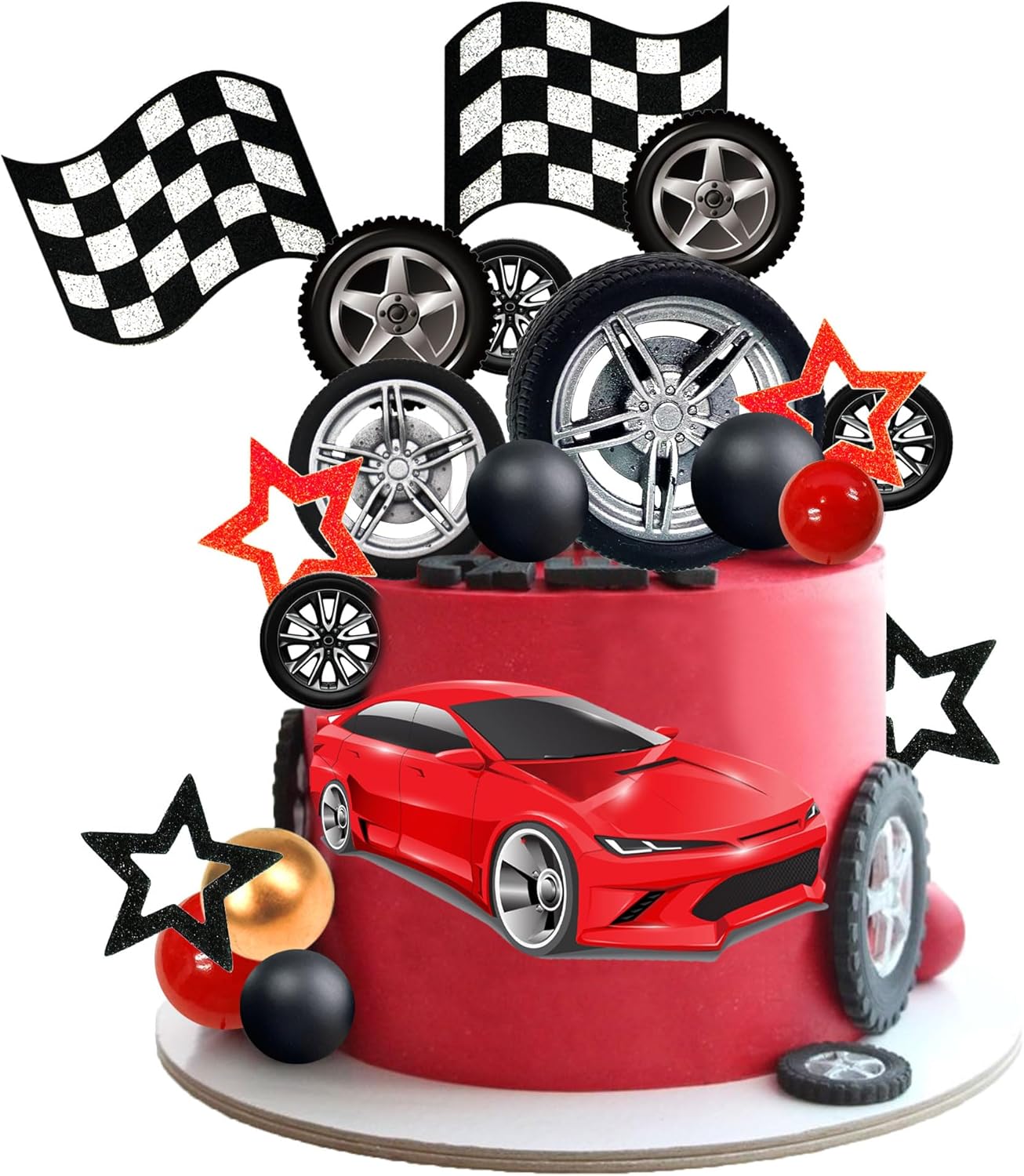 Lighting Mcqueen Birthday Decor - 27 Buah Dekorasi Kue Ban Puncak