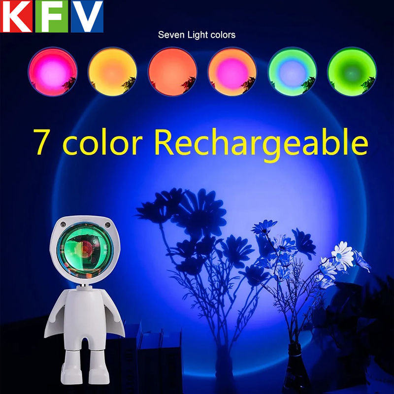 Sunset Lamp Projection - Astronot Robot proyeksi pelangi lampu matahari,