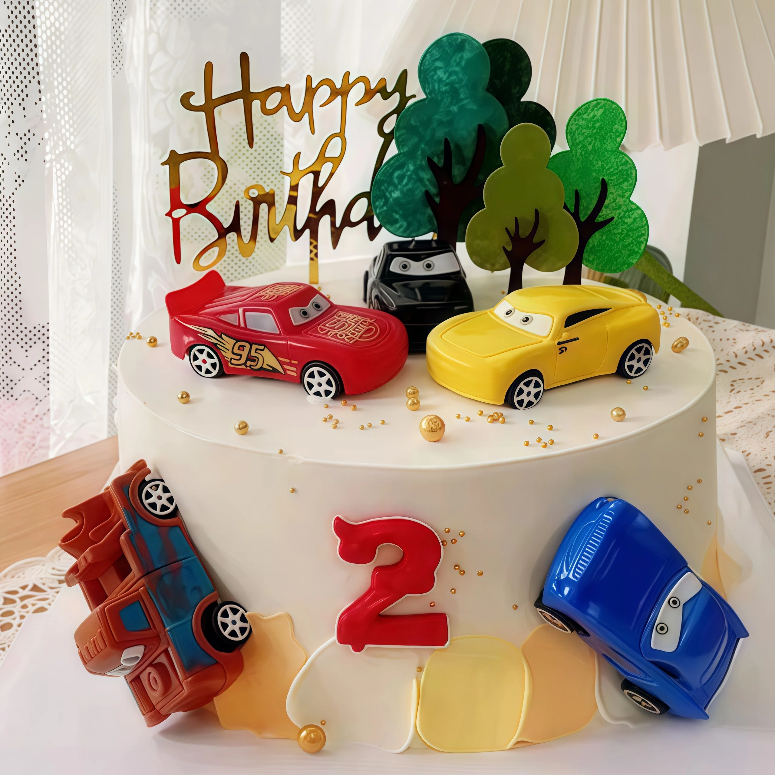 4 Buah Aksesori Topper Kue Sel - Lighting Mcqueen Birthday Decor ulasan dan harga