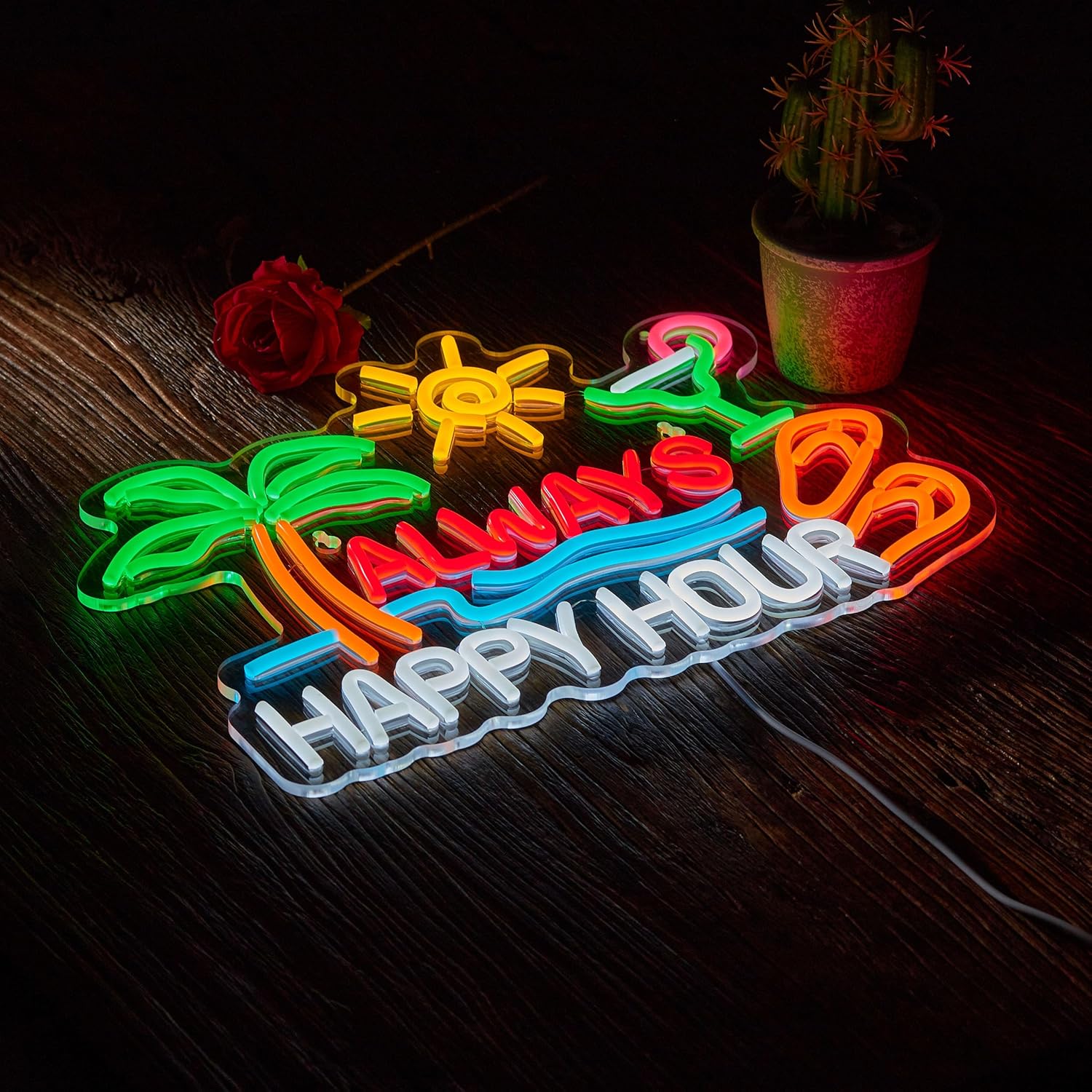 Neon Sign Bar Bir Happy Hour u - Lighting Decor For Home ulasan dan harga