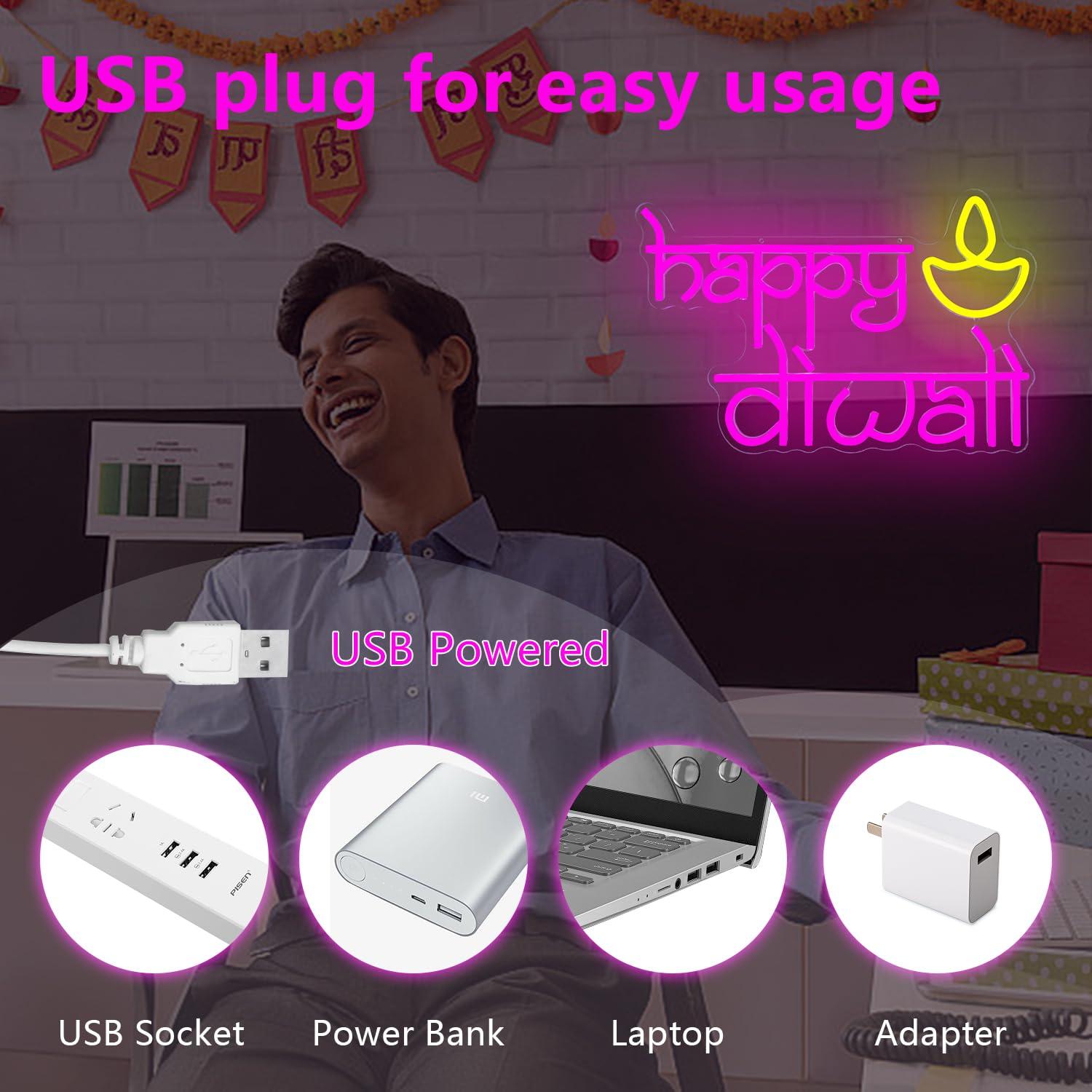 Lampu Neon LED Happy Diwali Be - Lighting Decor For Home ulasan dan harga