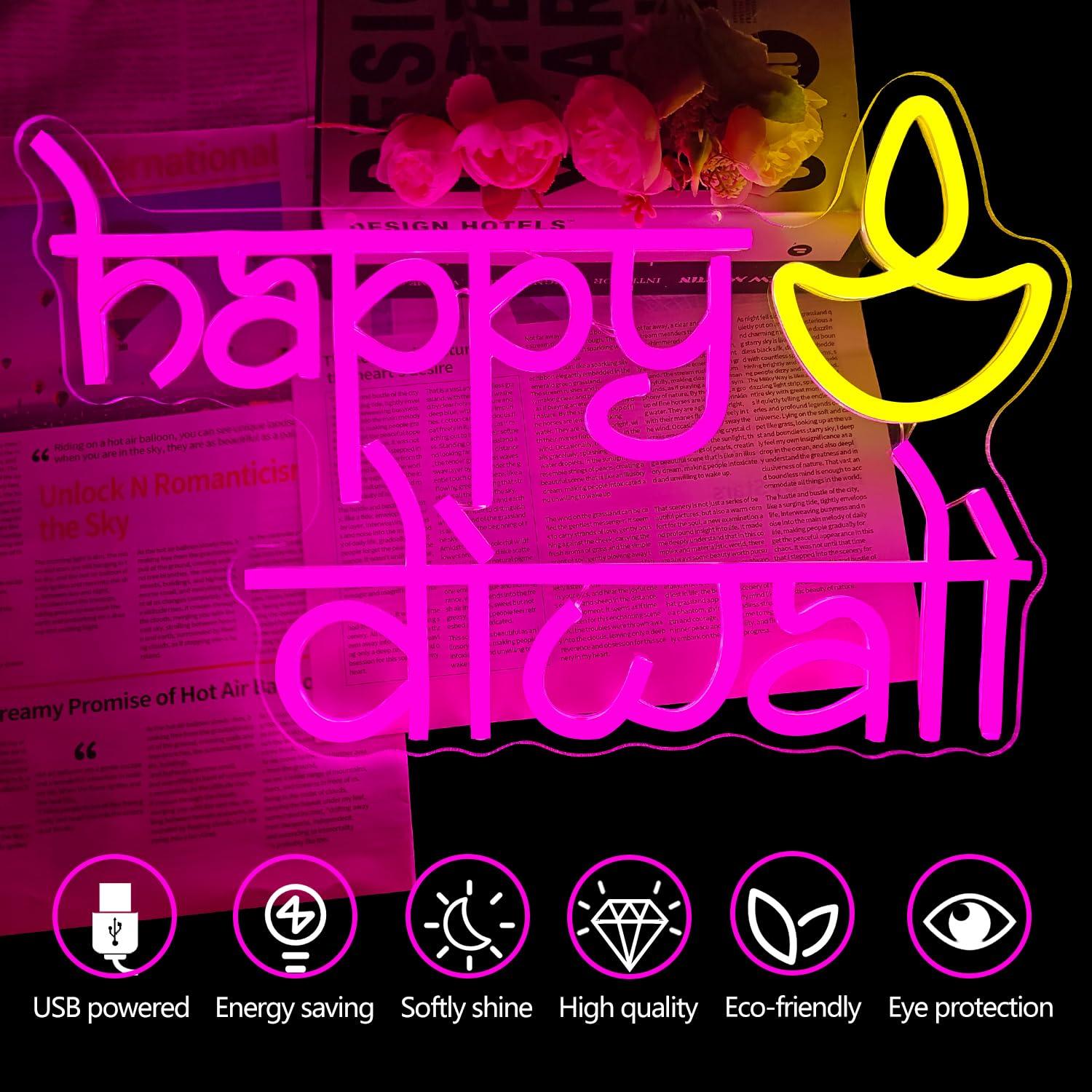 Lampu Neon LED Happy Diwali Be - Lighting Decor For Home ulasan dan harga