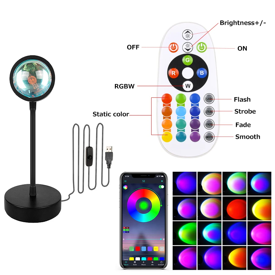 Lampu proyektor Bluetooth, lam - Sunset Lamp Projection ulasan dan harga