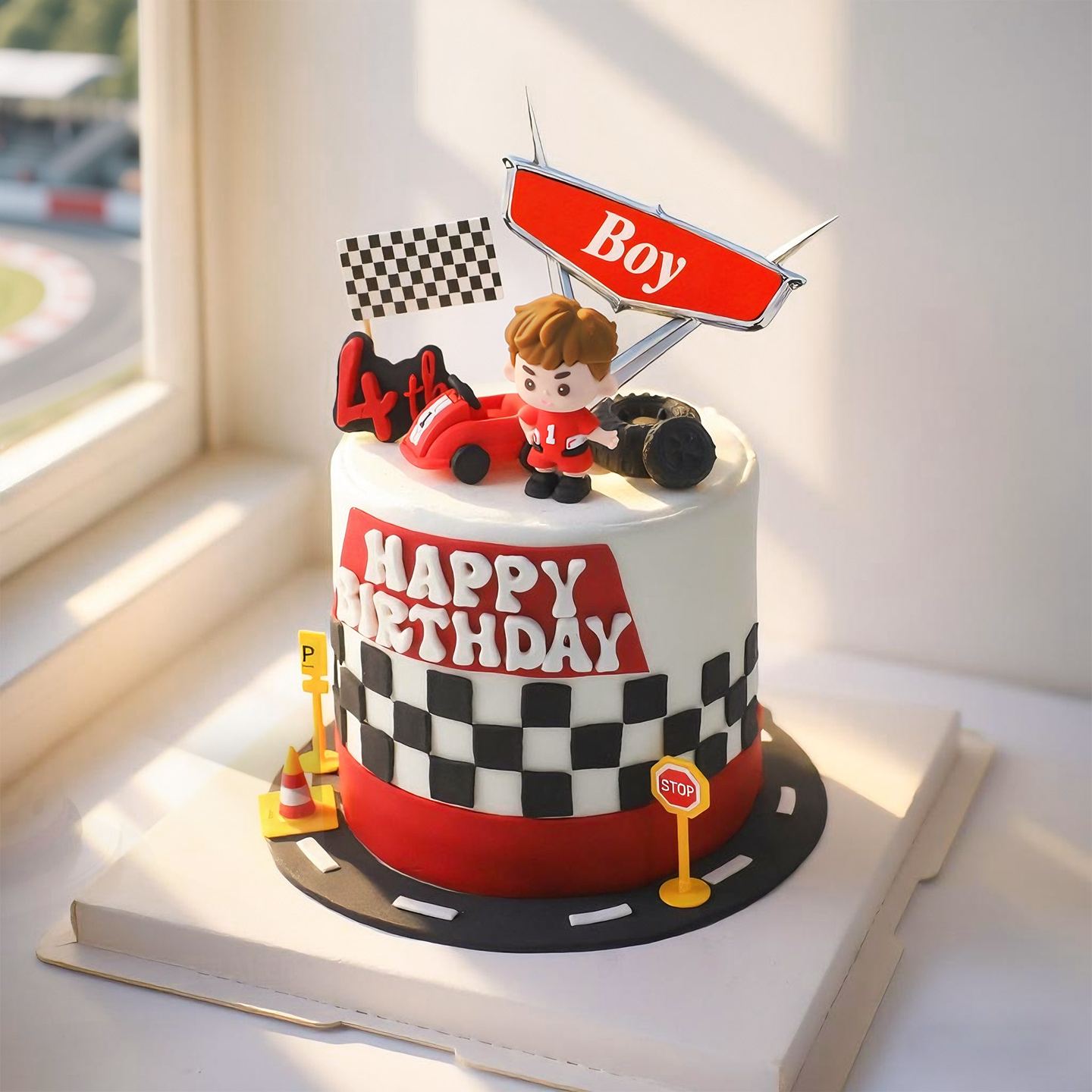 Hiasan Kue Mobil Balap Anak La - Lighting Mcqueen Birthday Decor ulasan dan harga