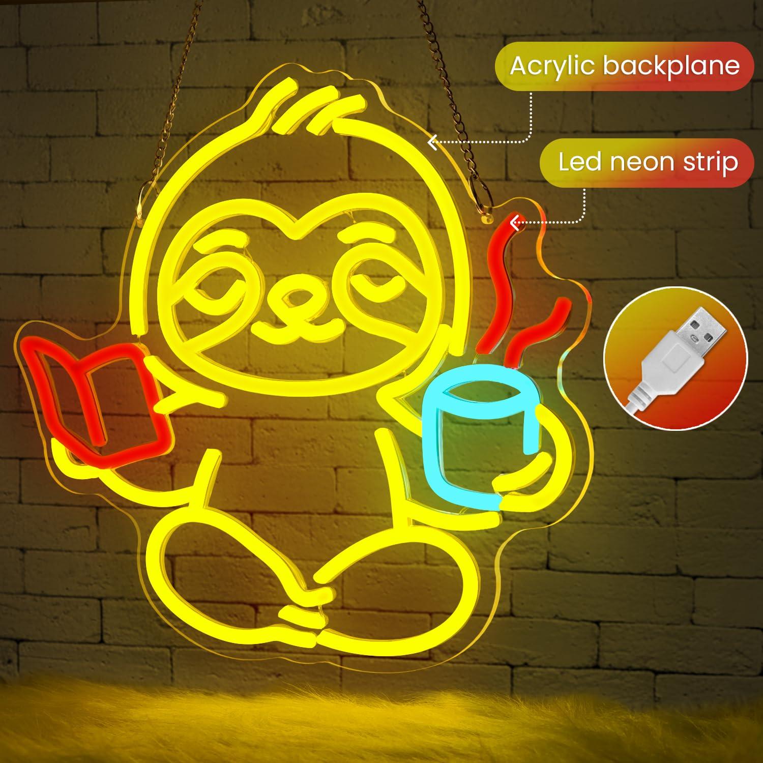 Lampu LED USB Neon Sign Sloth  - Lighting Decor For Home ulasan dan harga