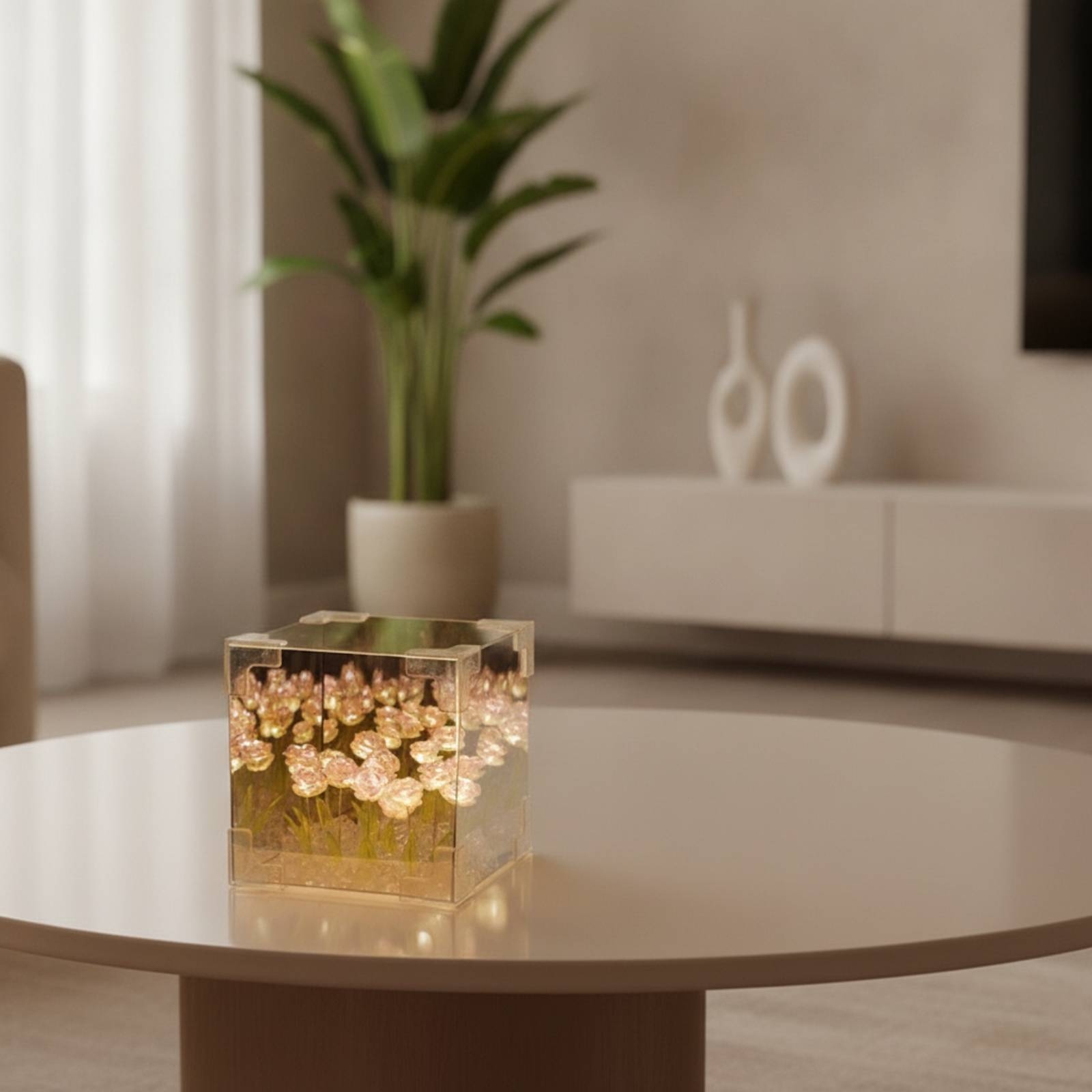 Lampu Mawar dengan Kubus Akril - Lighting Decor For Bedroom ulasan dan harga