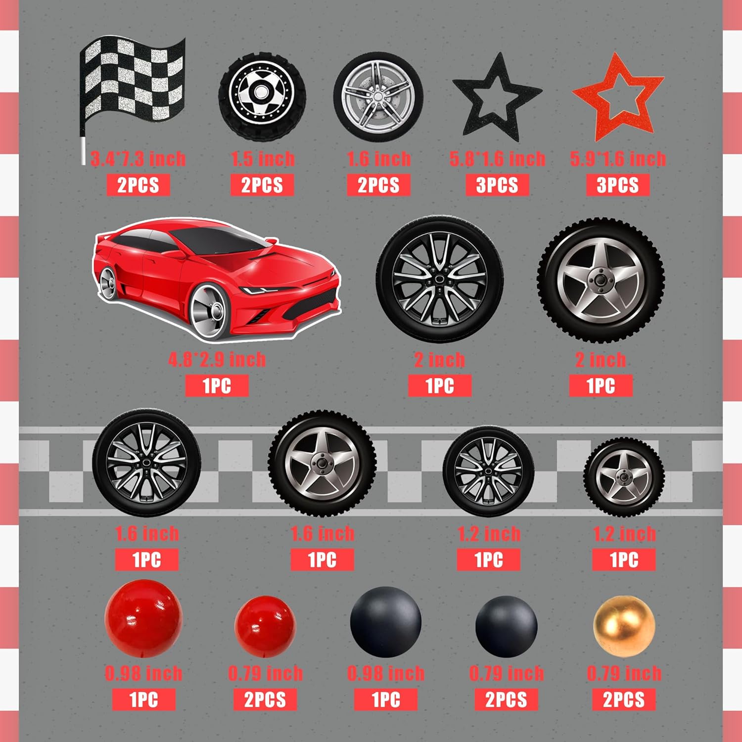 27 Buah Dekorasi Kue Ban Punca - Lighting Mcqueen Birthday Decor ulasan dan harga