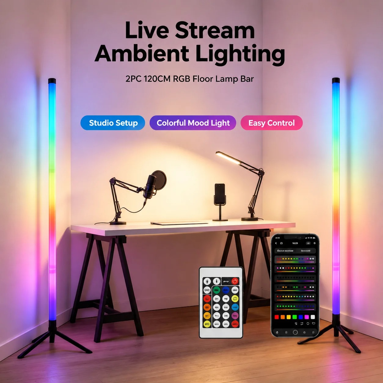 2PCS Lampu Lantai RGB 120CM, L - Lighting Decor For Home ulasan dan harga