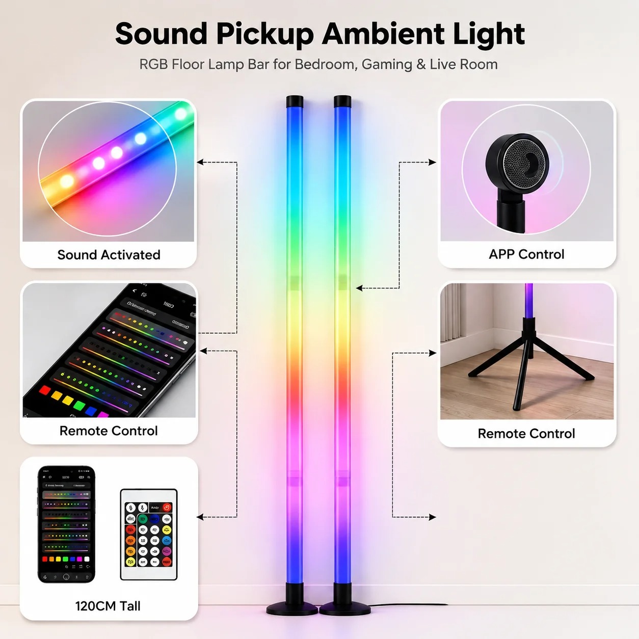 2PCS Lampu Lantai RGB 120CM, L - Lighting Decor For Home ulasan dan harga